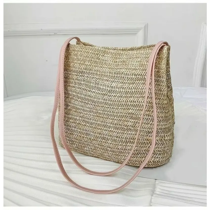 Bolso bandolera redondo de mimbre bohemio mujer estilo playa - imagen 5