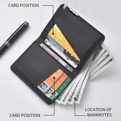 Cartera retro de cuero PU para hombre con clip y tarjetero