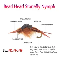 Bimoo Señuelos Stonefly Nymph latón – Color marrón para trucha y perca