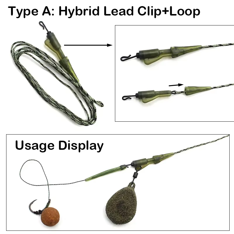 Línea Leadcore para carpa 45lb con clips giratorios de cambio rápido - imagen 5