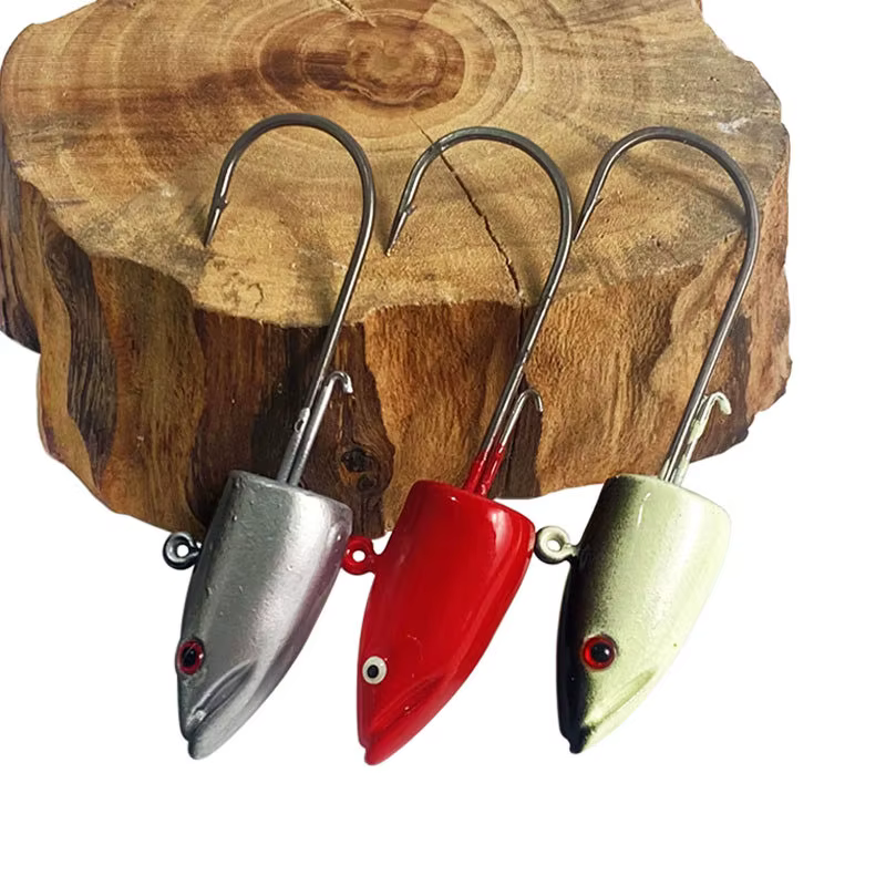 JYJ Jig Head 3D Ojos Inox para Lucio Lubina Vinilo Suave - imagen 3