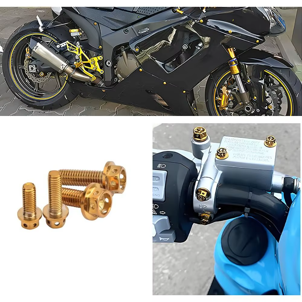 Tornillos de titanio dorado M6-M8 perforados para motocicleta - imagen 3