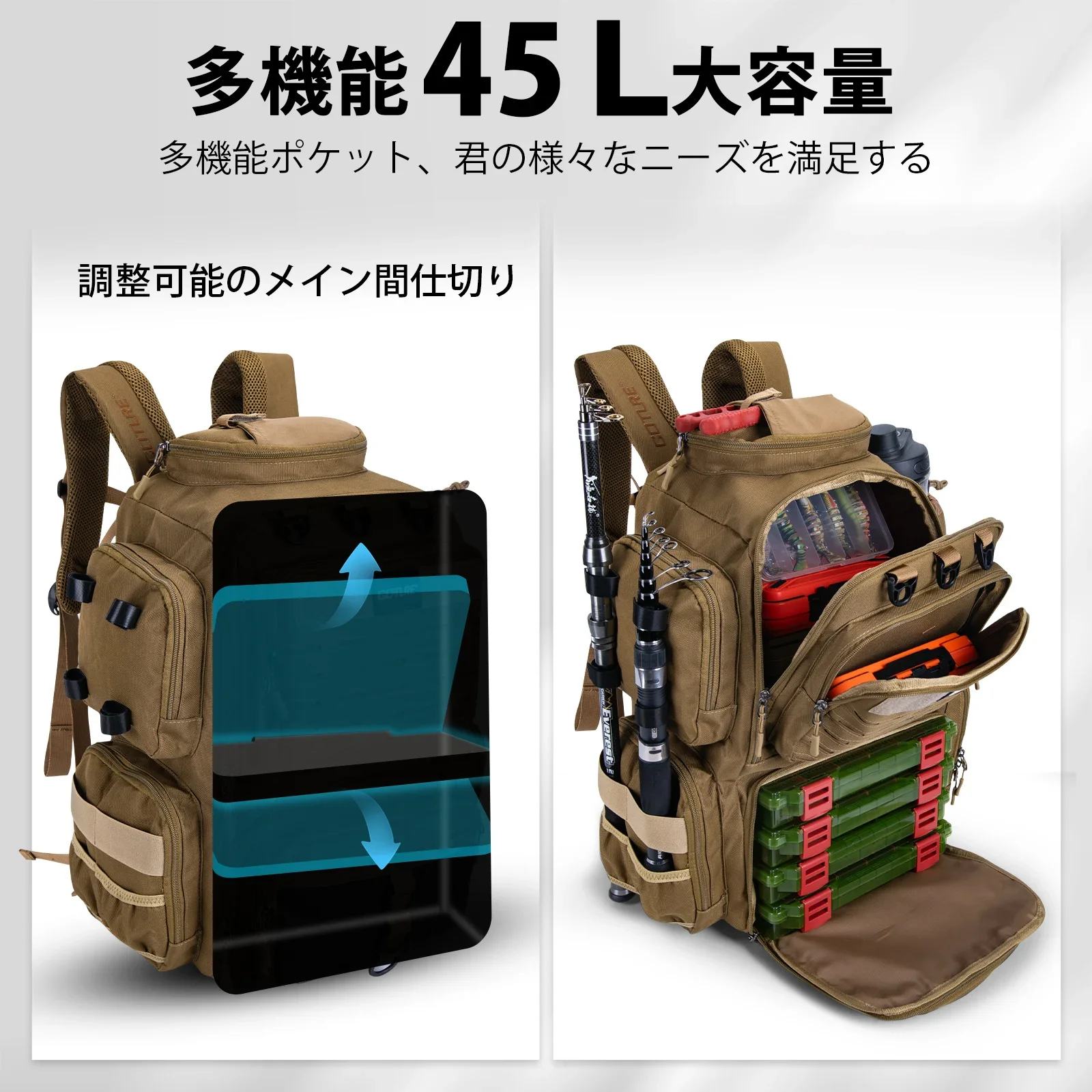 Compartimentos interiores de la mochila Goture