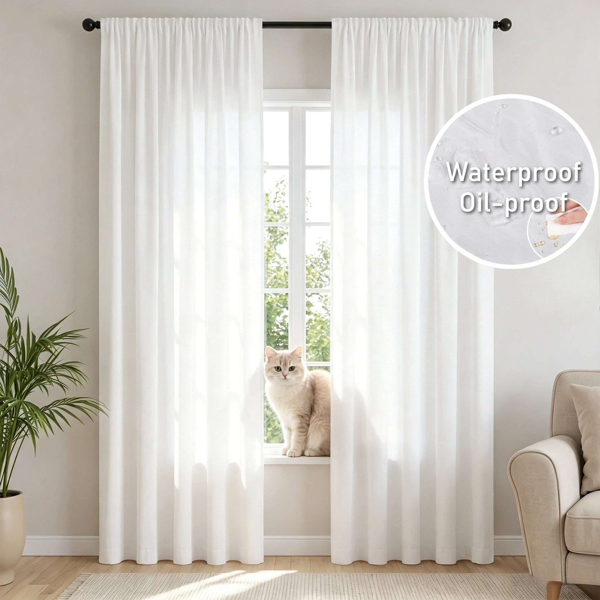 Cortinas translúcidas impermeables para privacidad en exteriores - imagen 5