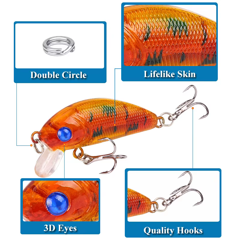 Cebo duro Wobbler flotante – Señuelos artificiales para pesca - imagen 3