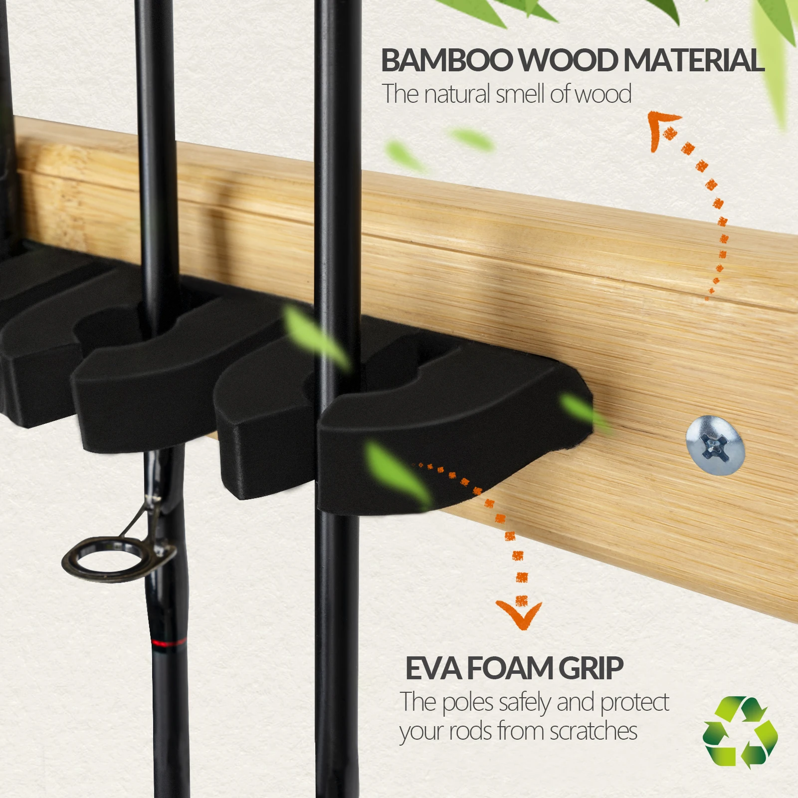 Soporte de pared para cañas de pesca de madera - imagen 5