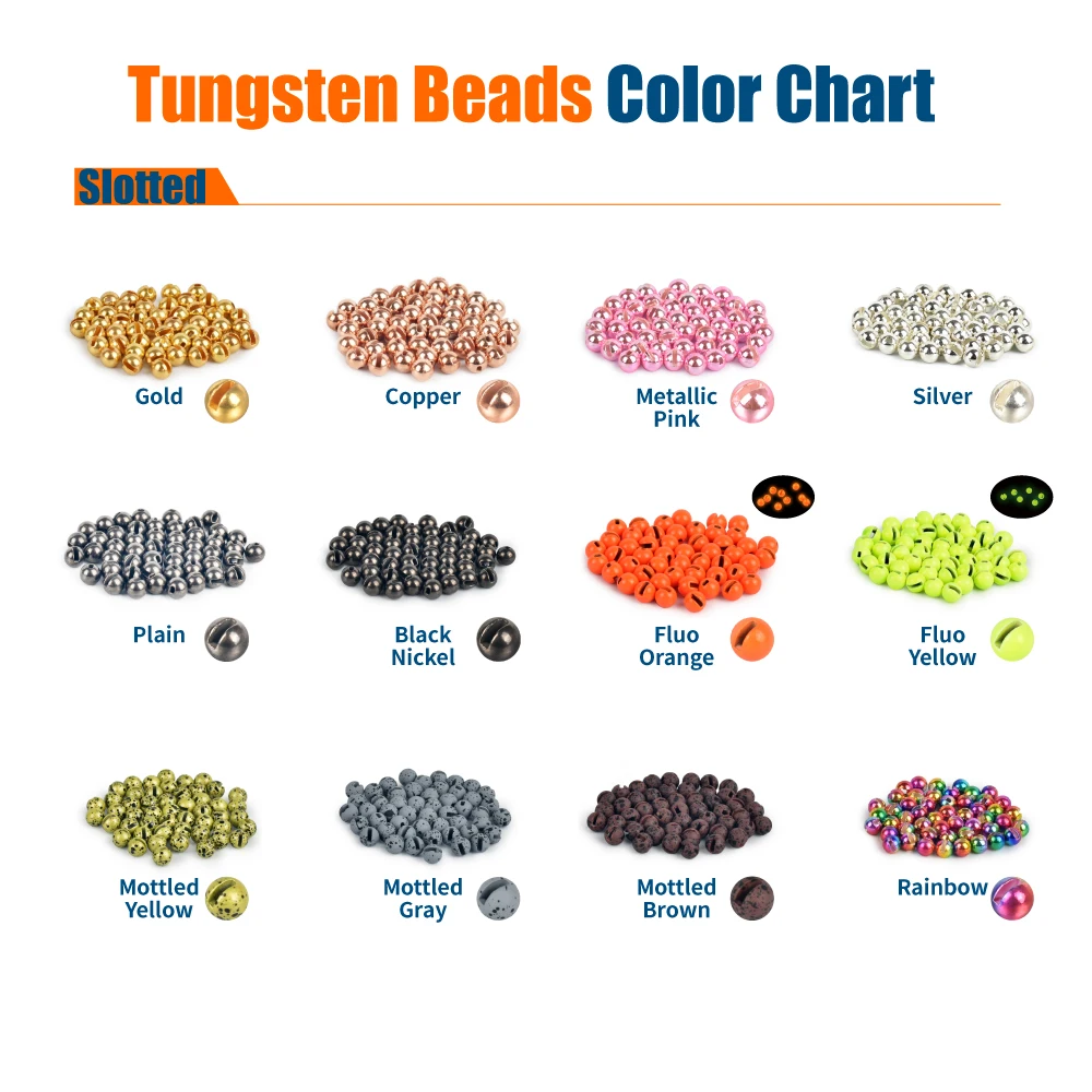 Cuentas de tungsteno ranuradas para atado de moscas