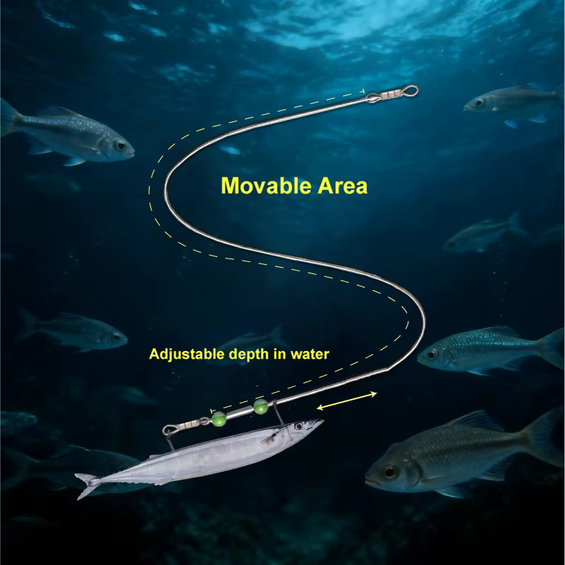Línea de pesca con doble anzuelo ajustable