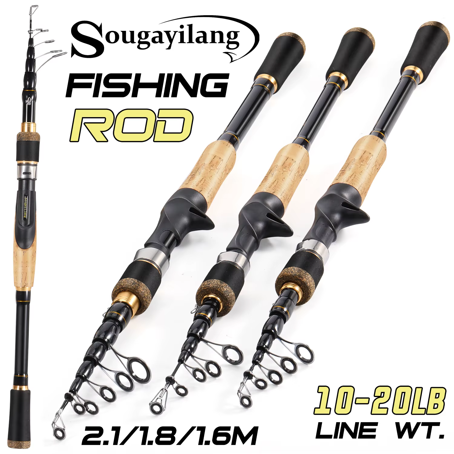Sougayilang caña telescópica spinning 1.6‑2.1 m 20 lb para mar - imagen 2