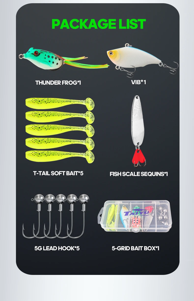 Variedad de colores y formas del kit de pesca TAIYU