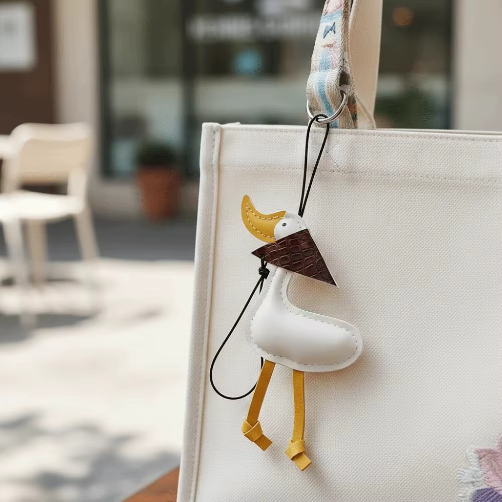 Llavero de PU con pato de dibujos animados y colgante creativo - imagen 3