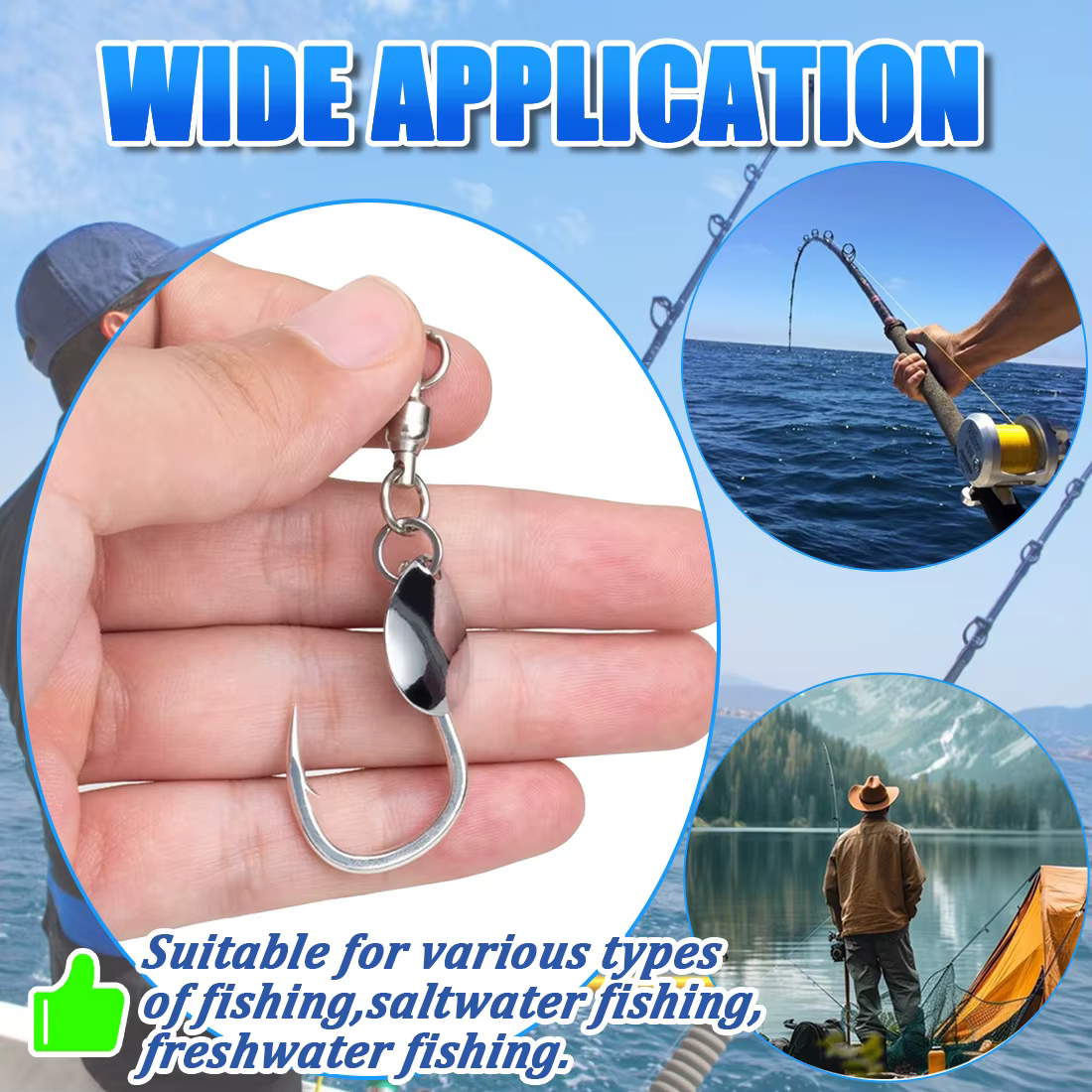 FishTrip Cucharas para Pesca con Lentejuelas Plateadas y Anzuelo Triple - imagen 2