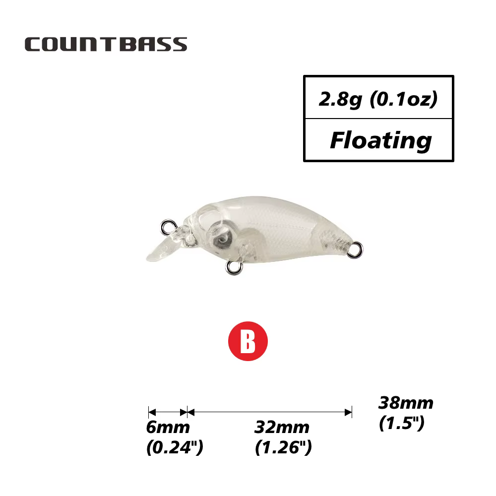Cebo Countbass Wobbler 32-35mm blanco sin pintar - imagen 2