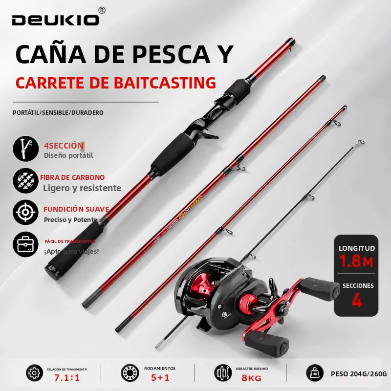 DEUKIO Combo de Caña y Carrete de Pesca de Viaje - imagen 4