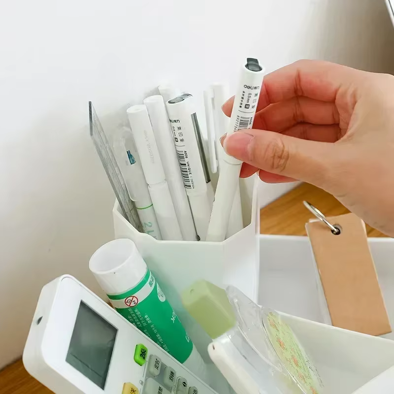 Organizador escritorio 4 compartimentos bolígrafos pintalabios cosméticos papelería