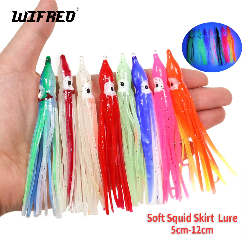 Wifreo Señuelos de vinilo calamar UV luminosos para atún y pez vela - imagen 3