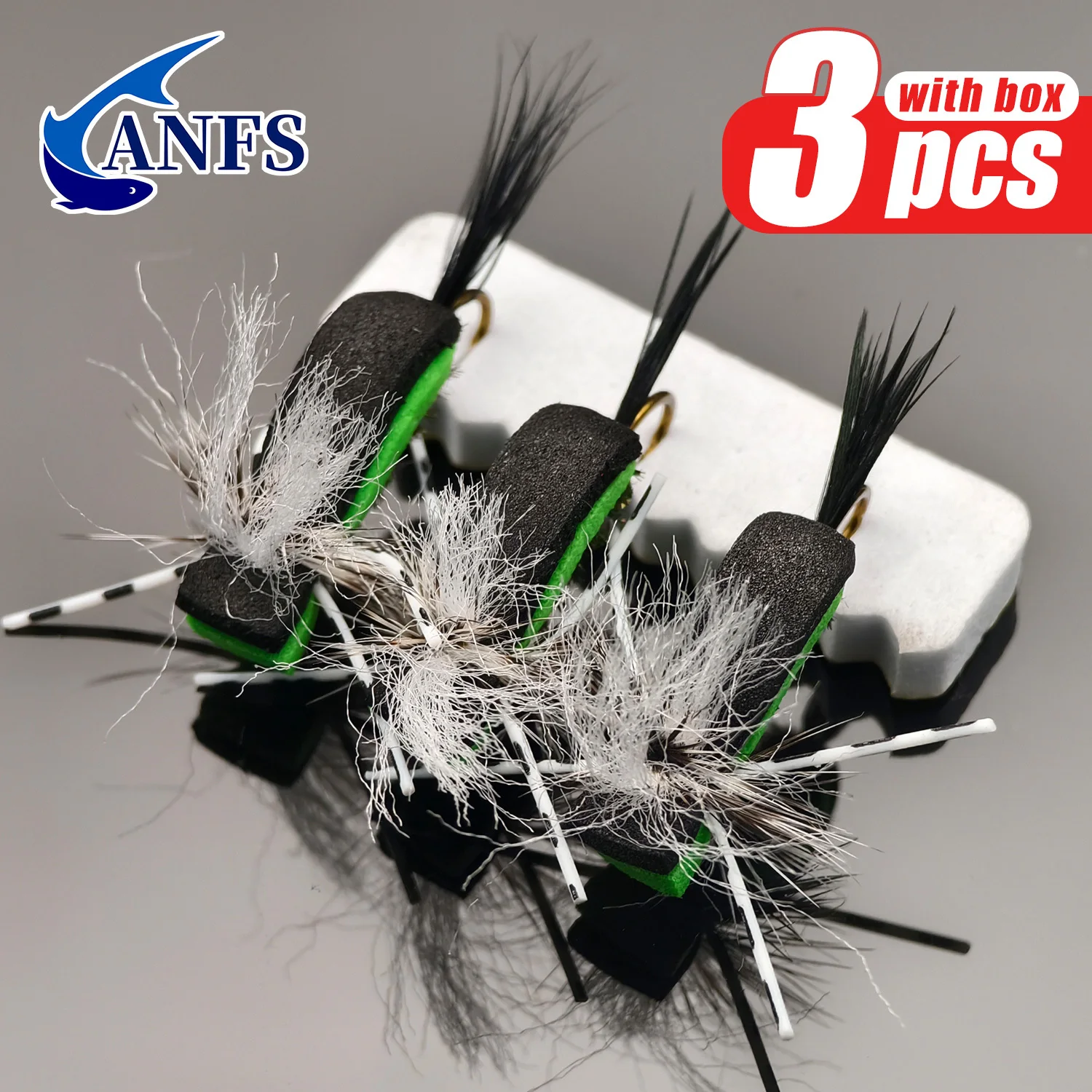 ANFS Moscas Secas de Espuma Hippie Stomper – Mosca Terrestre - imagen 4