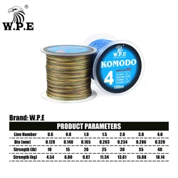 W.P.E KOMODO línea trenzada cuatro hebras resistente para hundimiento