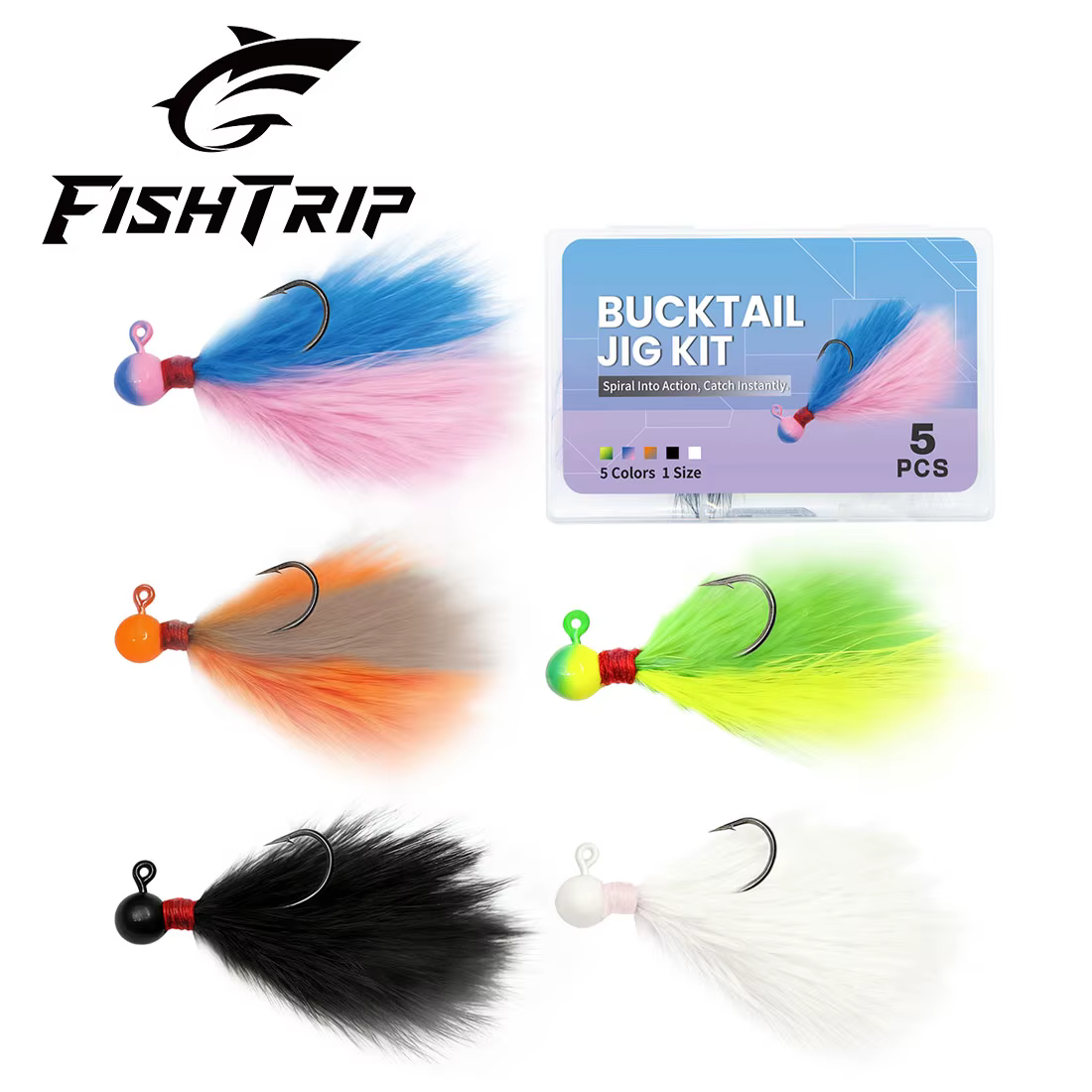 FishTrip Marabou Jig – Anzuelo de pluma con plomo para lubina y trucha