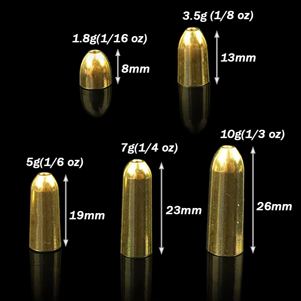 Plomo Texas deslizante bullet rig – Latón para lubina y lucio