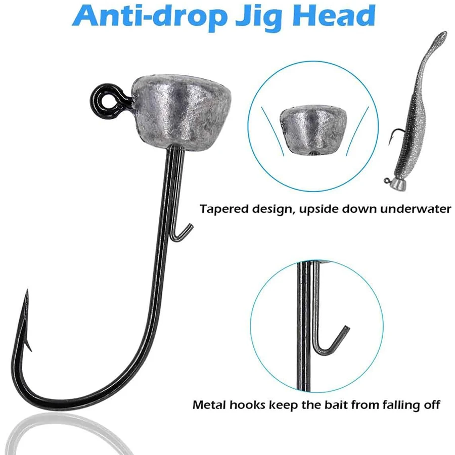 Anzuelos Ned Rig Jig Head con púas vástago largo para vinilo