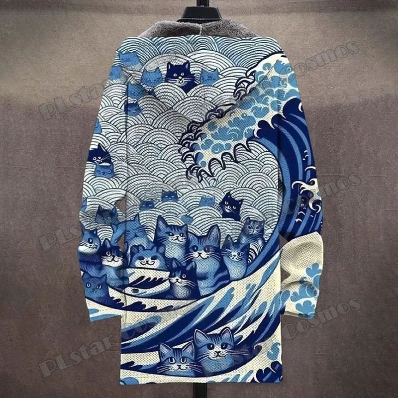 Catch The Blue Wave Abrigo largo con capucha 3D de invierno - imagen 3