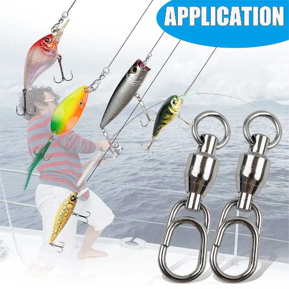 Bolas giratorias pesca con anillo ovalado y clips de cambio rápido - imagen 5