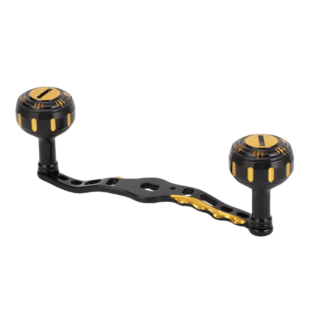 Manivela doble de aluminio para carrete baitcasting con pomo esférico