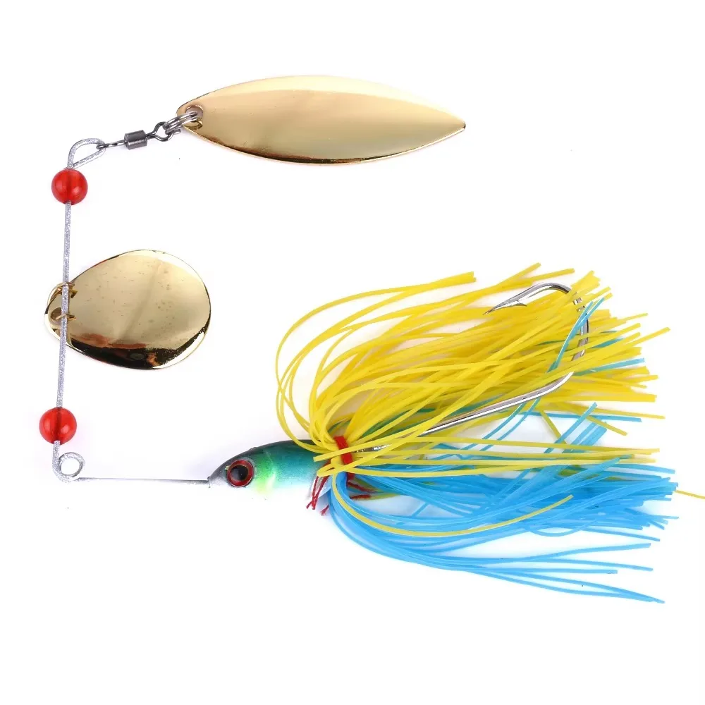 Spinnerbait doble Colorado con falda de silicona para lubina - imagen 4