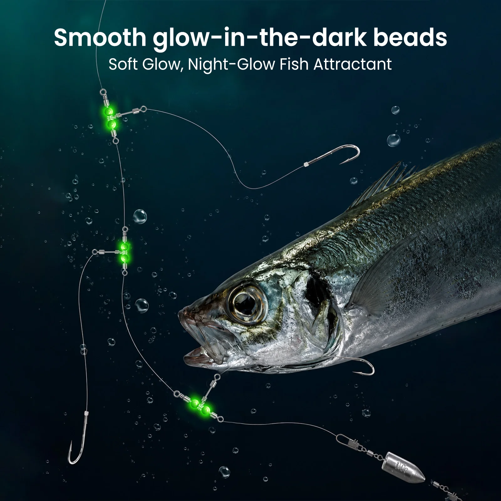 FishTrip eslabones giratorios 3 vías con cuentas luminosas
