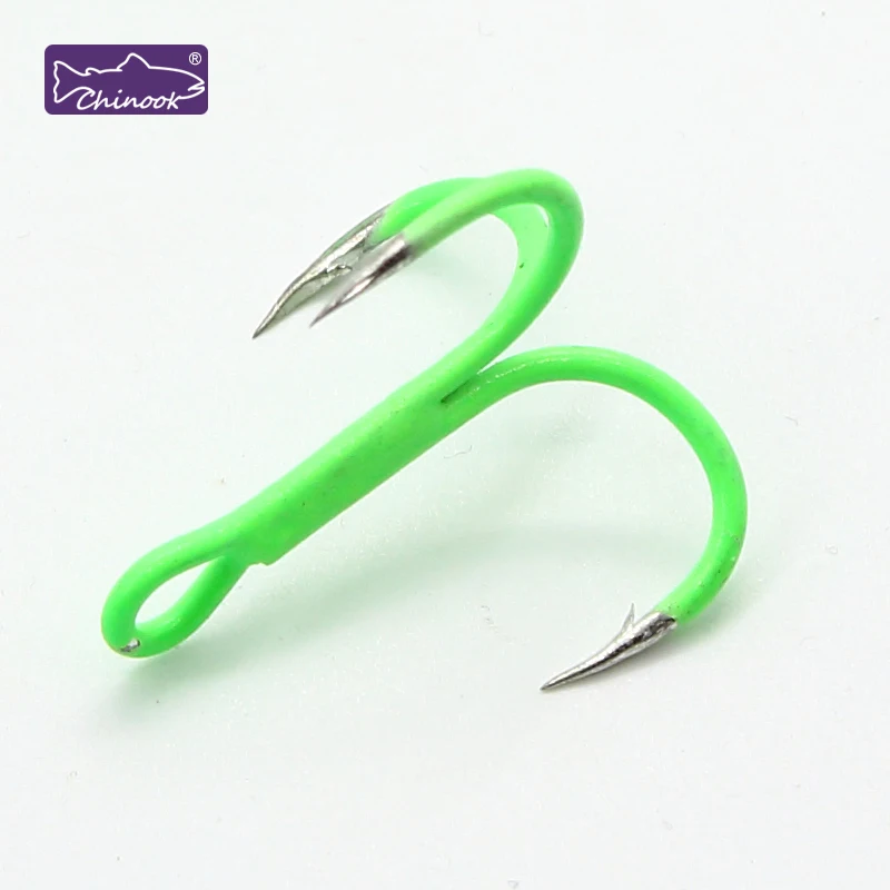 Juego de 12 anzuelos Triples Chinook fluorescentes