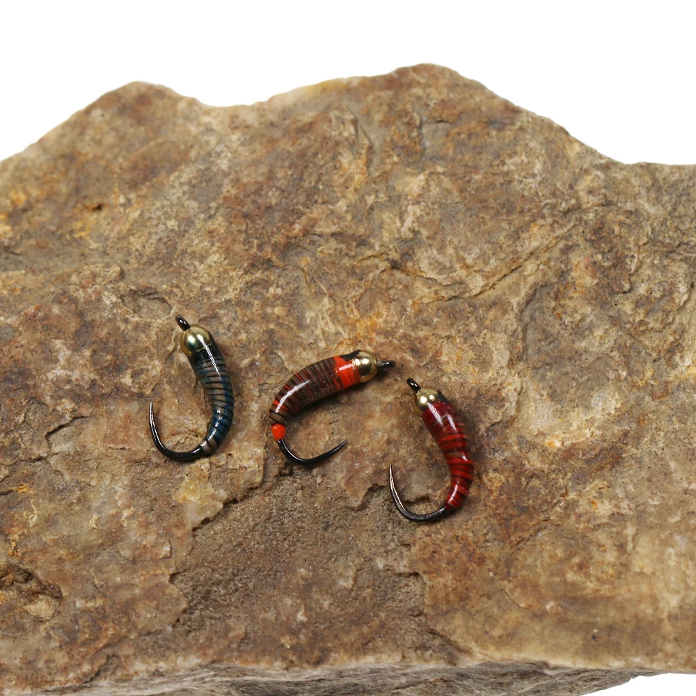 Vtwins Caddis Larva señuelo mosca pavo real epoxi acanalado trucha - imagen 2