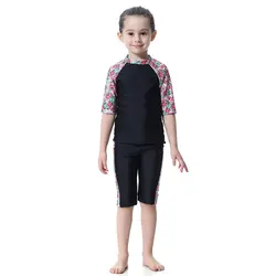Traje de baño musulmán de nailon de secado rápido, top y shorts