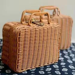 Cesta de Mimbre PP Retro – Organizador Portátil para Picnic