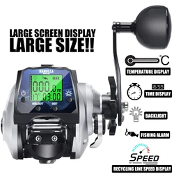 Carrete baitcasting electrónico con pantalla LED y alta velocidad