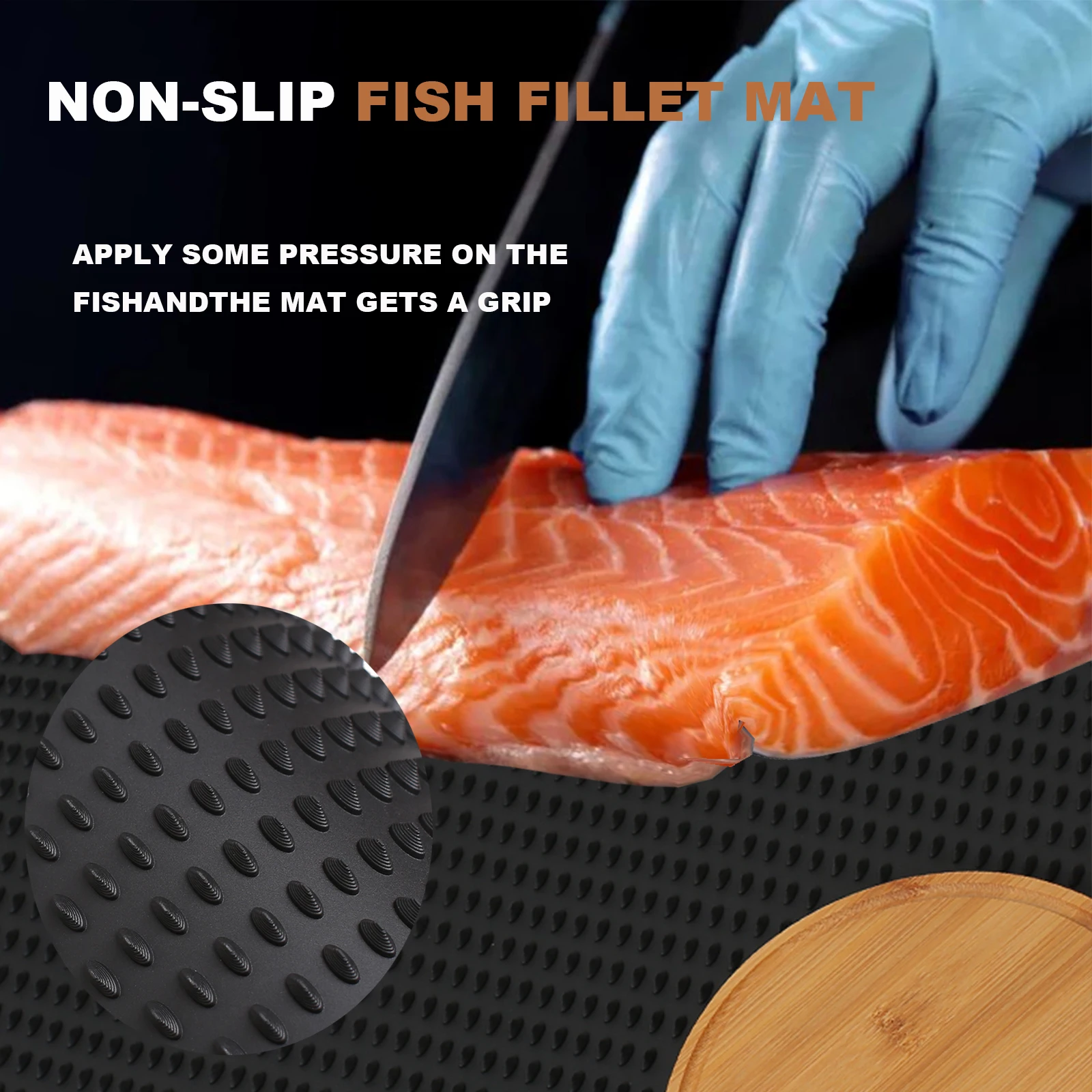 Tapete para filete de pescado con textura antideslizante