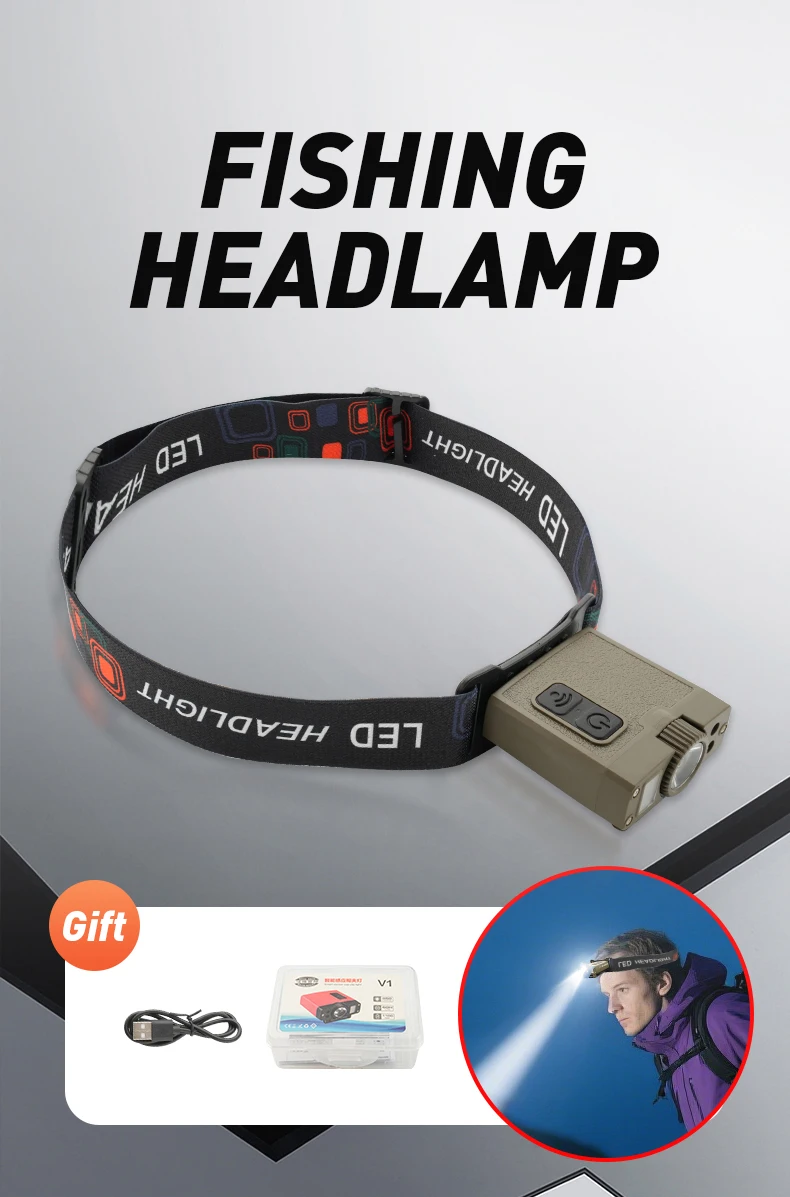 Linterna frontal LED en uso para exteriores