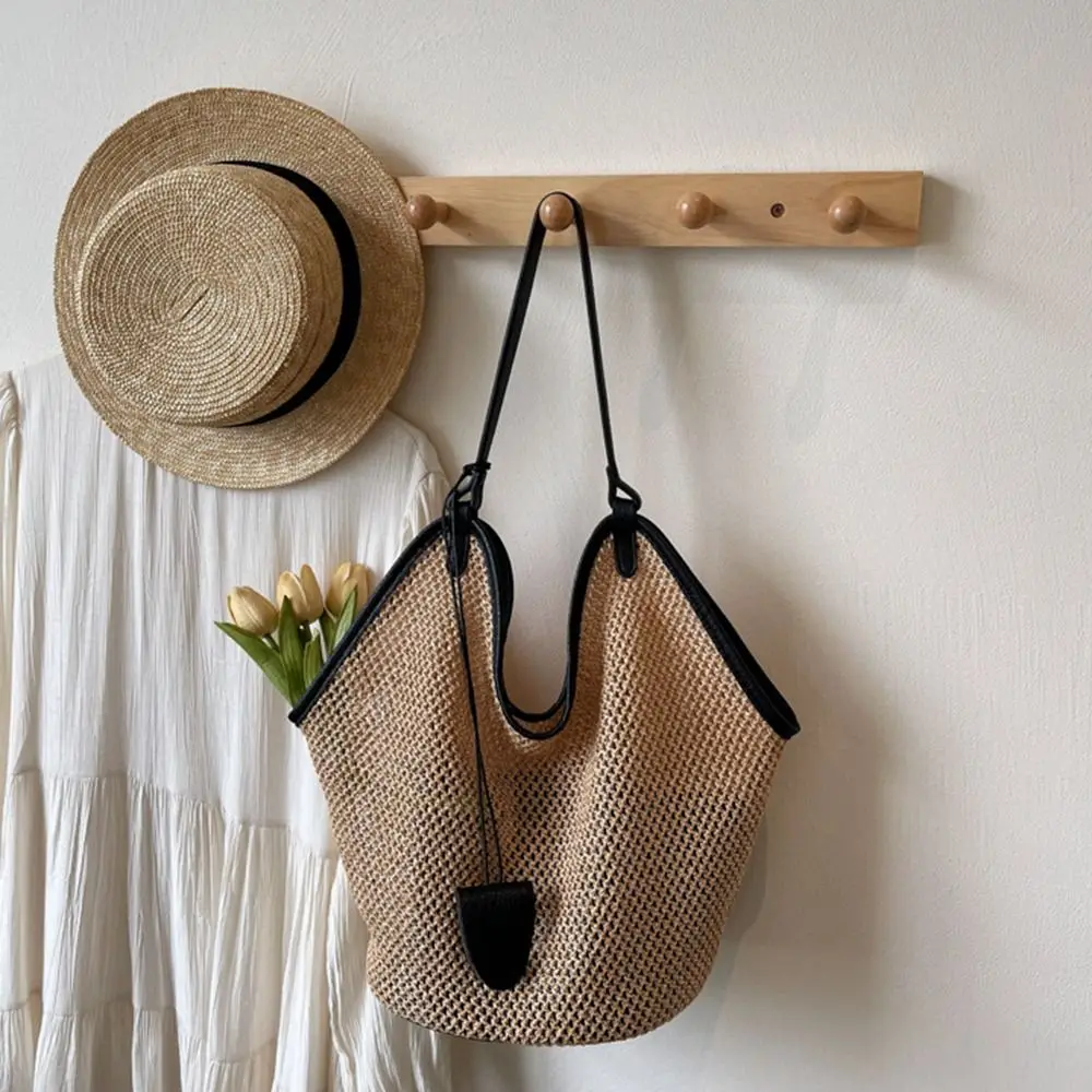 Bolso de playa tejido de paja con diseño hueco y gran capacidad - imagen 3