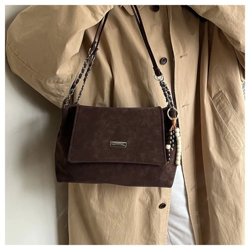 Bolso de hombro vintage con cadena de cuero – gran capacidad - imagen 2