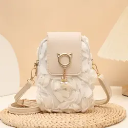 Bolso Bandolera Plisado Mujer con Rosa y Colgante – Diseño Exclusivo