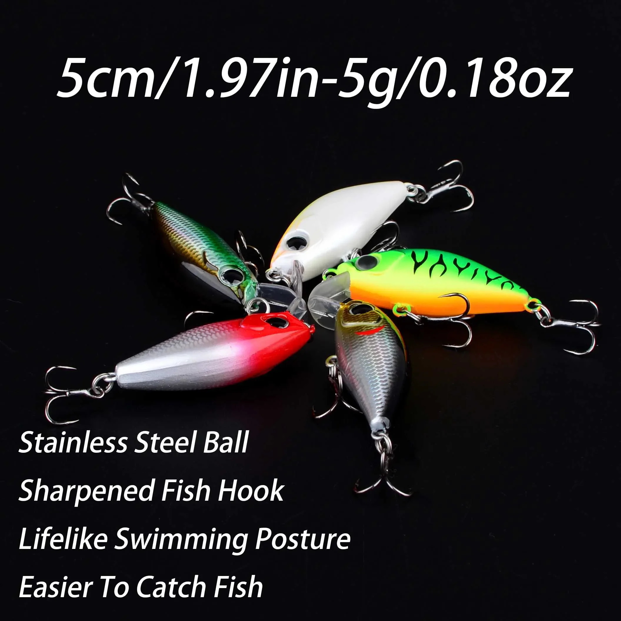 Crankbait minnow de 5 cm y 5 g, vista del señuelo