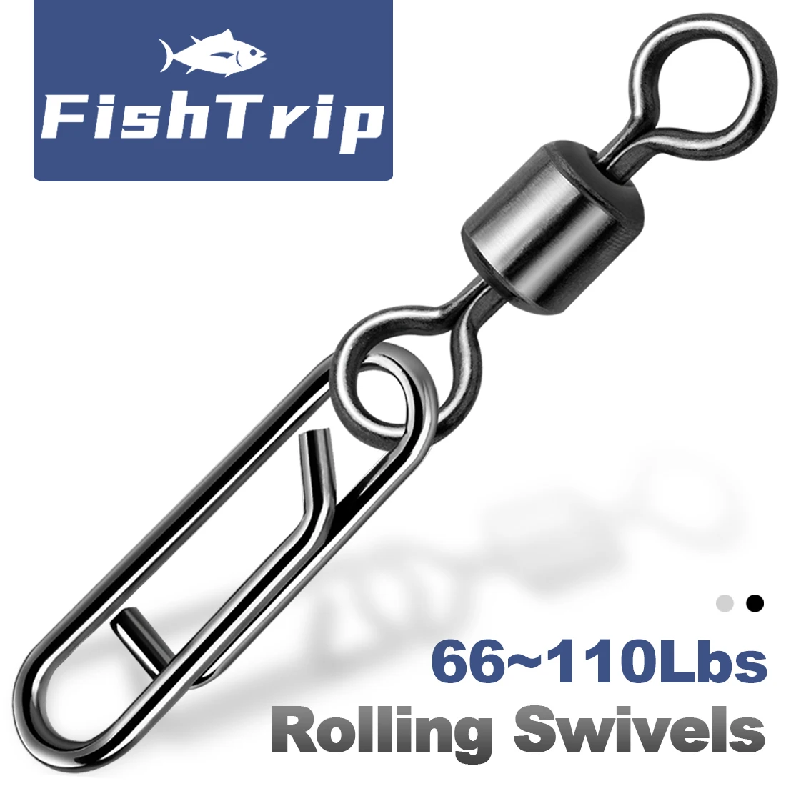 FishTrip Clips giratorios pesca acero inoxidable con mosquetón - imagen 2
