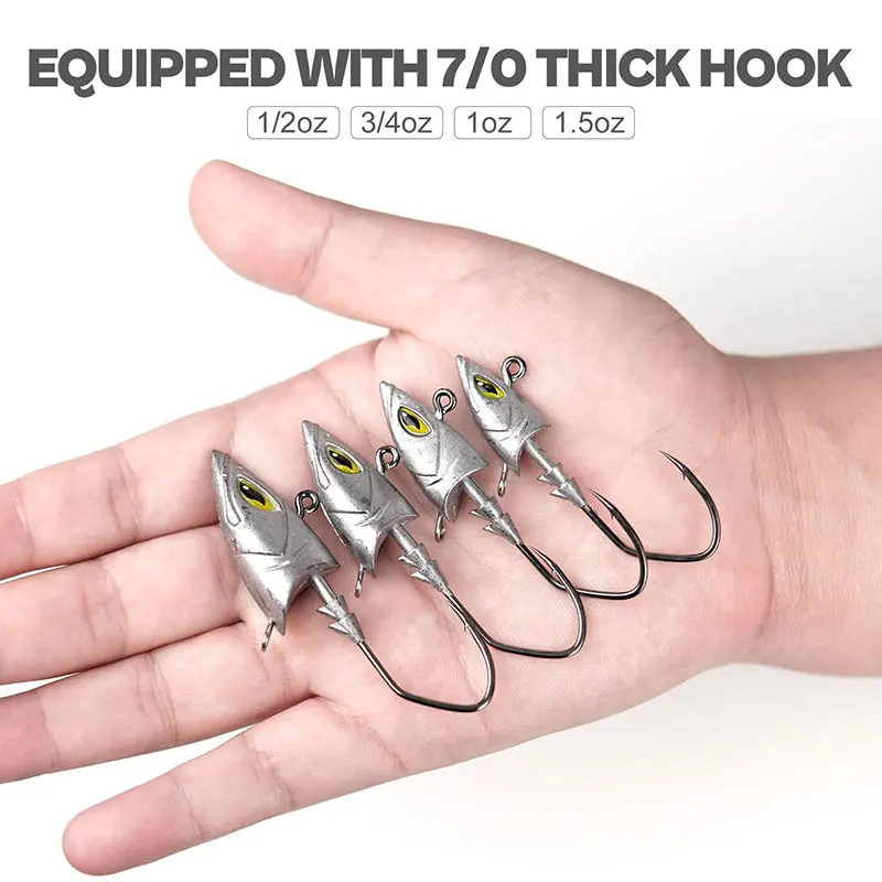 Jig Heads con ojos 3D y cabeza triangular para pesca de mar