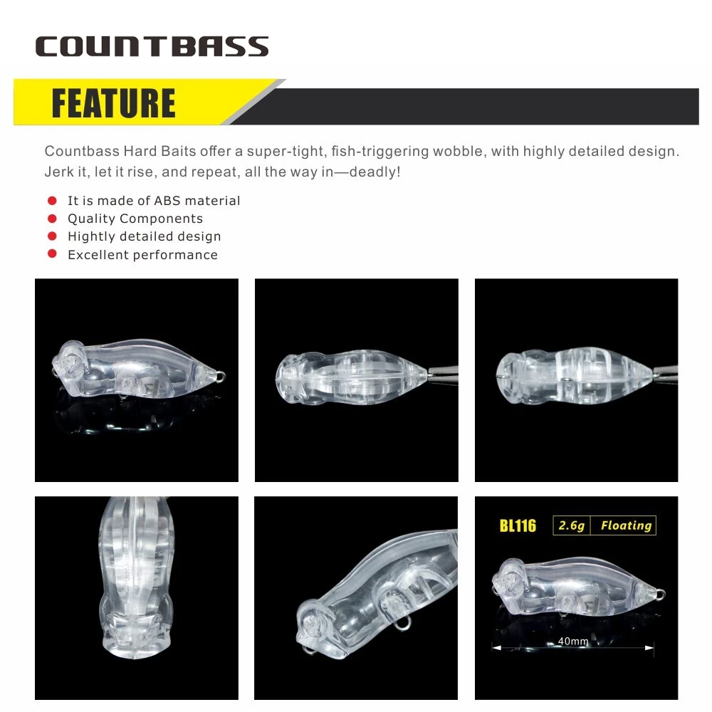Countbass Popper blanco flotante sin pintar Wobbler rana para spinning - imagen 3