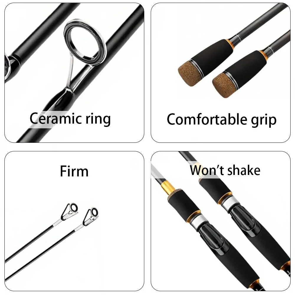 JSFUN Caña portátil de Spinning/Casting ligera de carbono