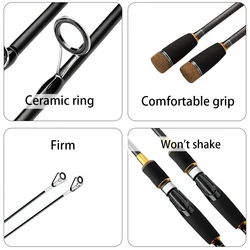 JSFUN Caña portátil de Spinning/Casting ligera de carbono