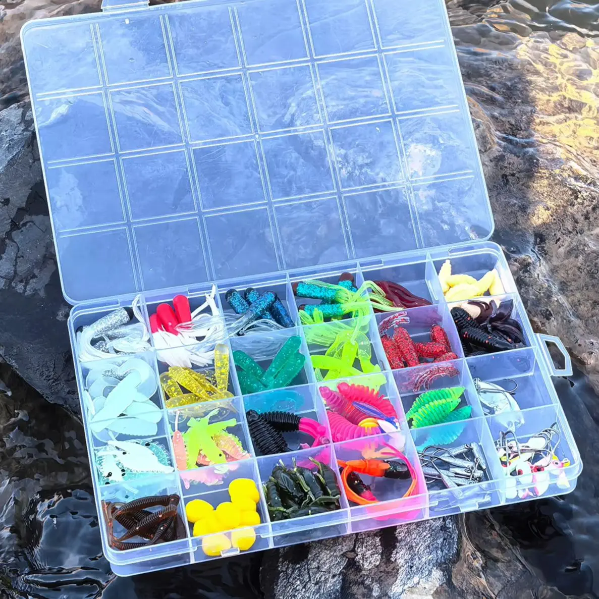 FREE FISHER kit de señuelos blandos con jig head, cucharas metálicas - imagen 4
