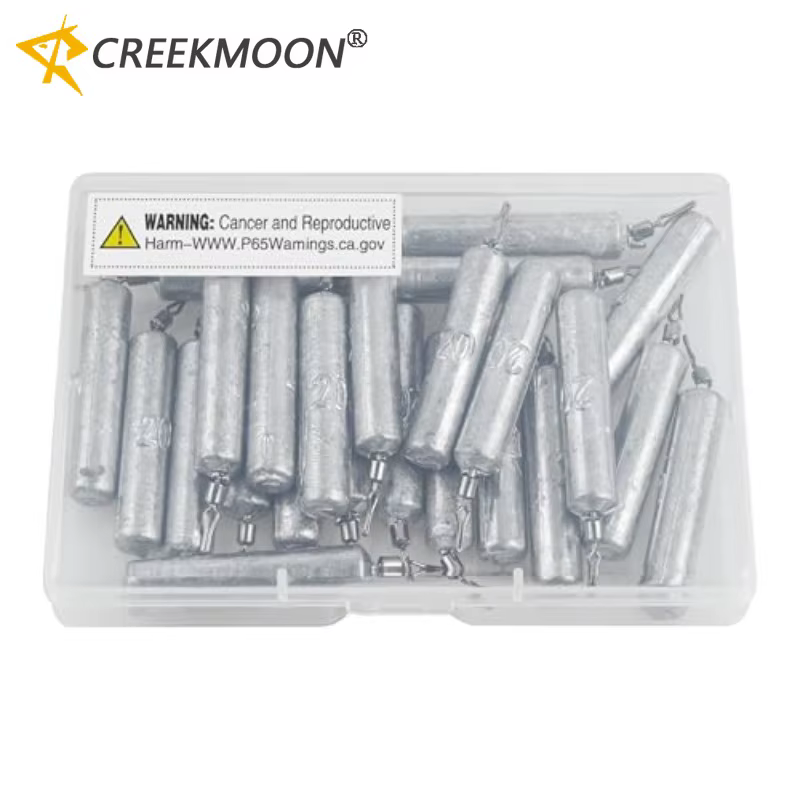 Pack de 10 plomos cilíndricos con ojo giratorio 360 grados para pesca Bass Finesse