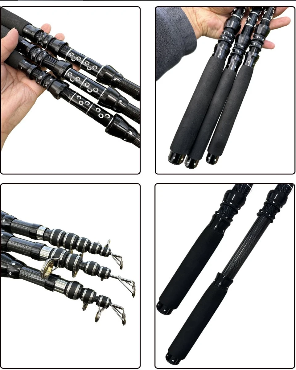 Caña telescópica de carbono con mango extensible portátil - imagen 4