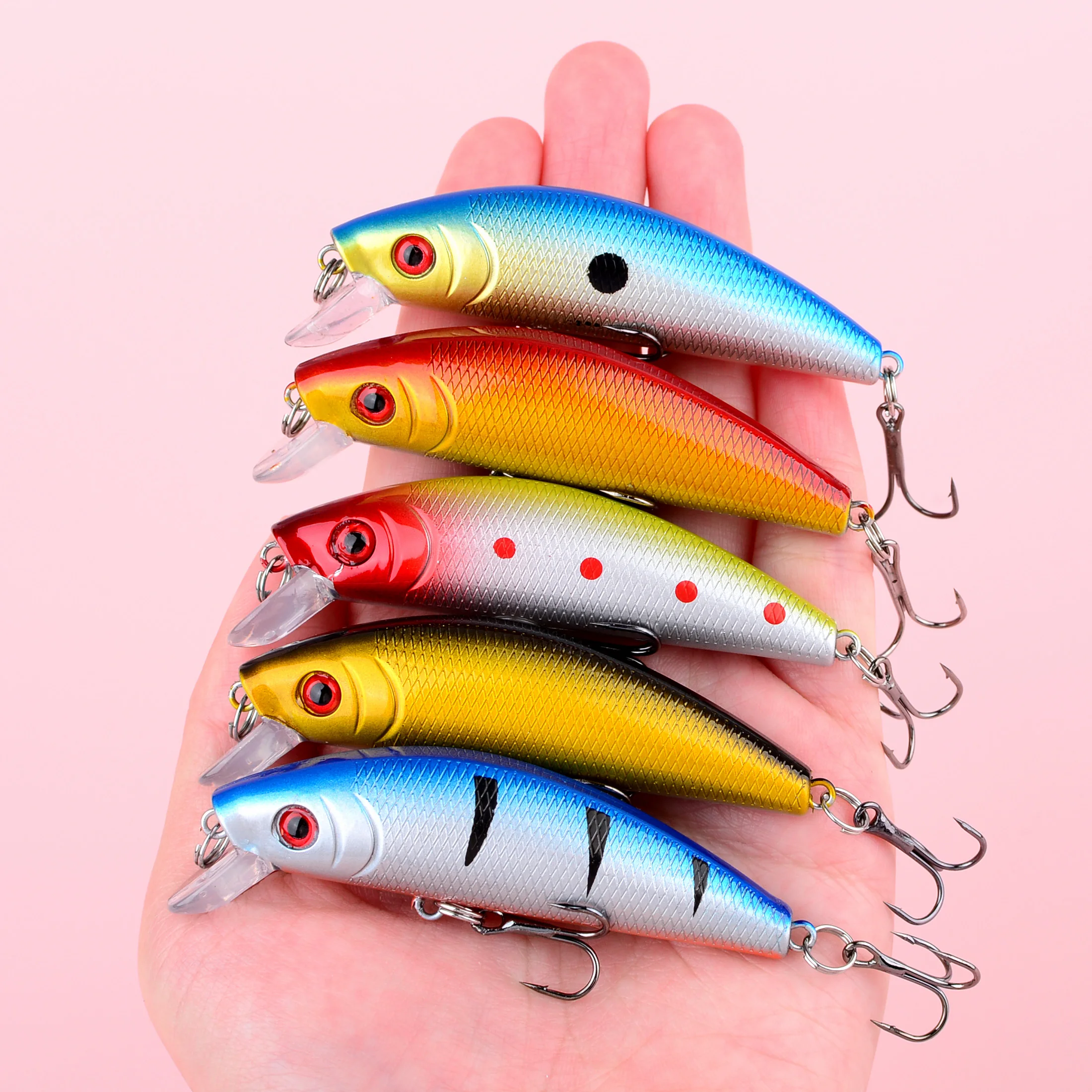 Wobler Minnow duro con ojos 3D – señuelo tipo Crankbait - imagen 2